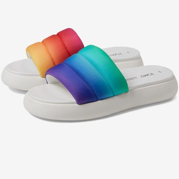BRAND NEW TOMS ALPHARETTA MALLOW SLIDE WOMEN'S RAINBOW SHOES CASUAL SAN… - Picture 10 of 16